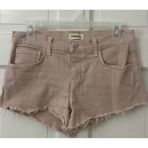 L'Agence Audrey Zoe High Rise Denim Shorts Size‎ 25 Blush Pink Raw Fray Hem